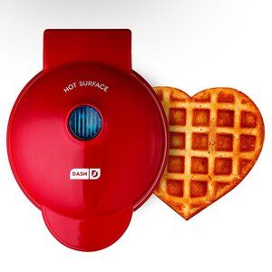 Dash Hearts Mini Waffle Maker Non-Stick 4 Inch Red.
